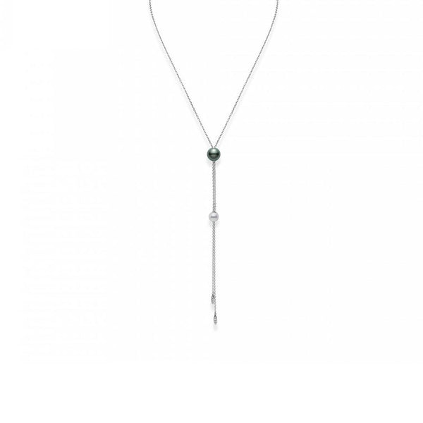 Akoya And Black South Sea Pearl Diamond Necklace - 1